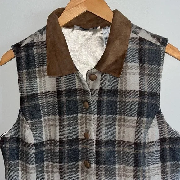 Chrysantheme Vintage Wool & Leather Vest - Picture 2 of 8